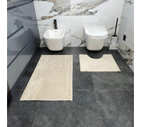 Набір килимків для ванних кімнат тафтинговий ТМ Dariana Joy 57*100+57*50 з вирізом молочний абстракція