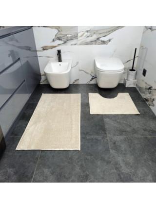 Набір килимків для ванних кімнат тафтинговий ТМ Dariana Joy 57*100+57*50 з вирізом молочний абстракція