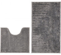 Набір килимків для ванних кімнат тафтинговий DarianA Joy 57*100+57*50 з вирізом сірий геометрія