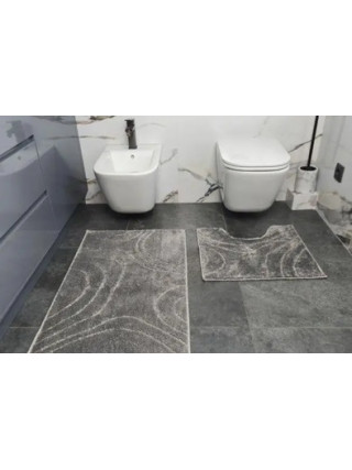 Набір килимків для ванних кімнат тафтинговий DarianA Joy 57*100+57*50 з вирізом сірий абстракція