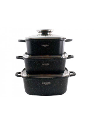 Набір каструль квадратних Zauberg МАРМУР 2,7/3,5/4,4 л алюм. антипригарне покриття, із скл. кр. 3 пр