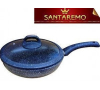 Сковорода SANTAREMO d-26 см., з мармуровим антипригарним покриттям, зі скляною кришкою з силіконовим обідком, індукція