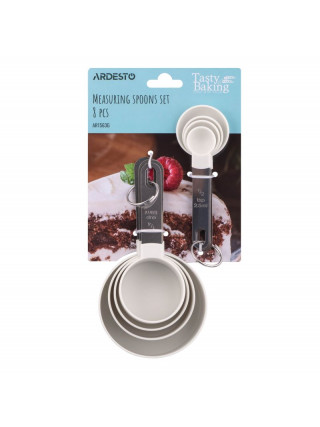 Набір мірних ложок Ardesto Tasty Baking, 8шт, пластик, нержавіюча сталь, сірий світлий