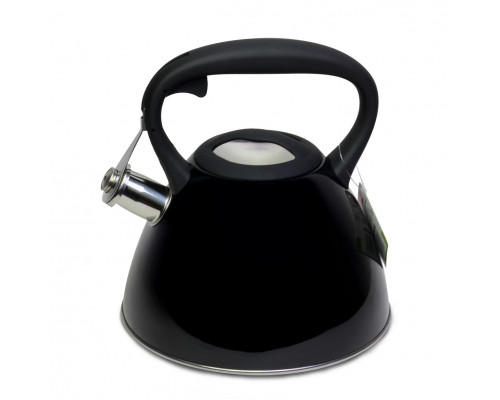Чайник Kamille 3,0 л. з нержавіючої сталі зі свистком і чорною бакелітовою ручкою (чорний)