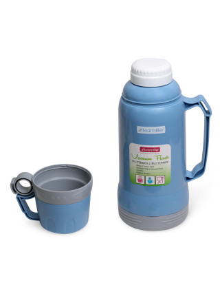 Термос зі скляною колбою Kamille 1000 мл., (2 ч; сірий/салатовий, блакитний/сірий, сірий/фіолетовий)