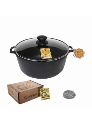 Каструля чавунна лита Maysternya 4 л. лита з скляною кришкою