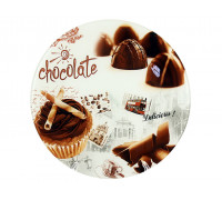 Блюдо Interos Шоколад скляне кругле d-30 см. з декором