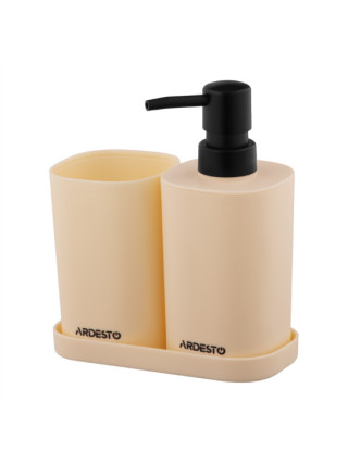 Набір для ванної кімнати Ardesto Vigor 380мл, 3 предмети, поліпропілен, бежевий