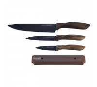 Набір ножів Kamille 4 пр. (3 ножа на магнітній планці) коричнева ручка