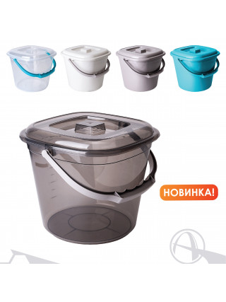 Відро харчове "Smart" з кришкою 6л. (коричневий прозорий/какао)