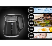 Чайник електричний Kamille 1,7 л., скло/пластик (чорний)