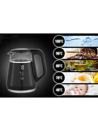 Чайник електричний Kamille 1,7 л., скло/пластик (чорний)