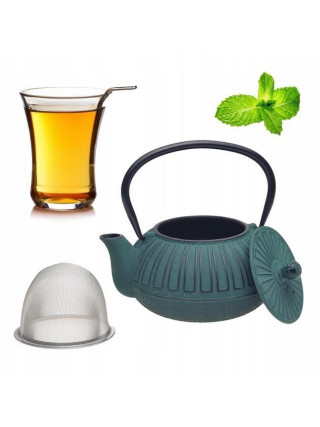 Чавунний чайник Kamille 600 мл, з металевим ситом та емальованим покриттям всередині.