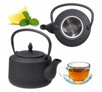 Чавунний чайник Kamille 1000 мл, з металевим ситом та емальованим покриттям всередині.