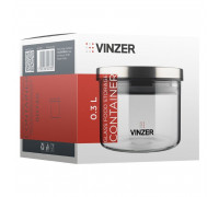 Ємність для зберігання продуктів скляна VINZER 0,3л. 9.5 *9.5 *8.7 см.