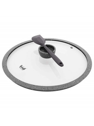 Кришка скляна Krauff з силіконовим ободом та функціональним кнобом 24 см