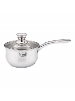 Ківш Krauff 1,2 л зі скляною кришкою діаметр 14 см. 