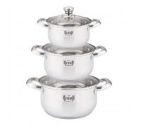 Набір посуду Krauff 6 предметів (каструлі 1.7/2.5/3.4 л з кришками). 