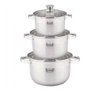 Набір посуду Krauff 6 предметів (каструлі 1.7 л, 2,4 л та 3,3 л) 6 предметів. 