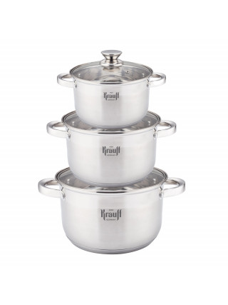 Набір посуду Krauff 6 предметів (каструлі 1.7 л, 2,4 л та 3,3 л) 6 предметів. 