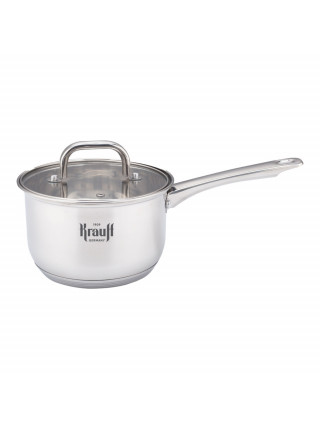 Ківш Krauff 1,2 л зі скляною кришкою діаметр 14 см.