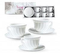 Сервіз чайний S&T Глазур 12 пр. (чашка-190 мл., блюдце-14 см.)  стеклокарамика 