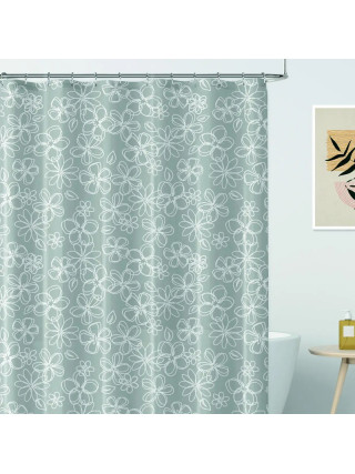 Шторка для ванної WERK Квітковий ескіз PEVA 180x180 (без кілець)