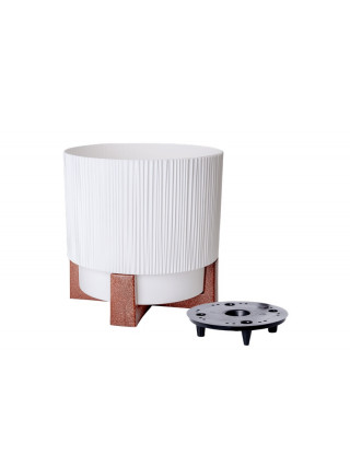 Вазон "Осло" зі вставкою та декор. підставкою d16см. (білий)