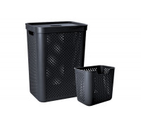 Корзина для білизни 45 л "Simple" з органайзером (чорний) 39*29*54 см