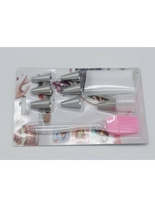 Набір кондитерський (мішок, 5 насадок, пензлик силіконовий)