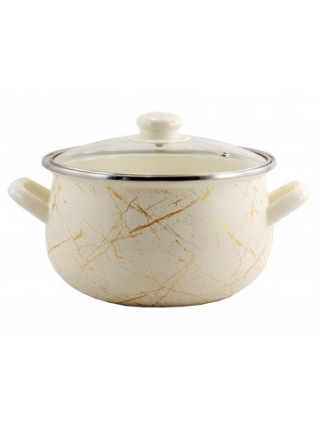 Каструля емальована Interos Білий мармур 3,1 л  d.18 см