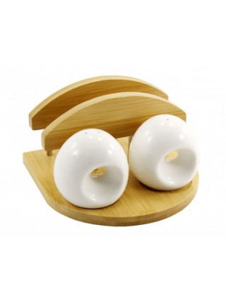 Набір для солі та перцю Porcelain on bamboo з серветницею, на підставці