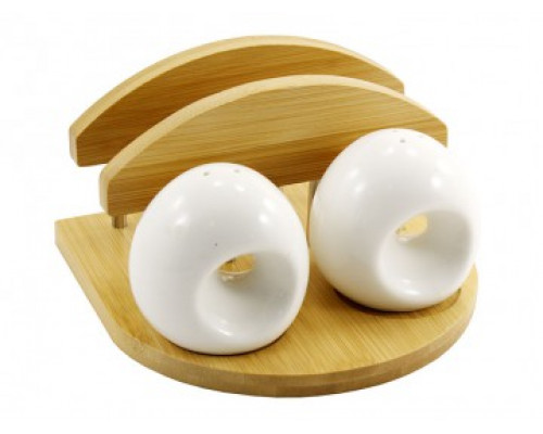 Набір для солі та перцю Porcelain on bamboo з серветницею, на підставці