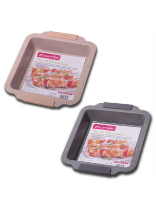 Форма для випічки прямокутна Kamille 30,3*26,7*4,2 см., з  вуглецевої сталі (сірий, бежевий мармур)