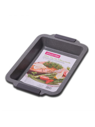 Форма для випічки прямокутна Kamille 40,5*27*4,5 см., з вуглецевої сталі (блакитний, бежевий мармур)