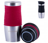 Чашка-термос 380 мл. Kamille з нержавіючої сталі з TPR-вставкою (чорна,червона) 