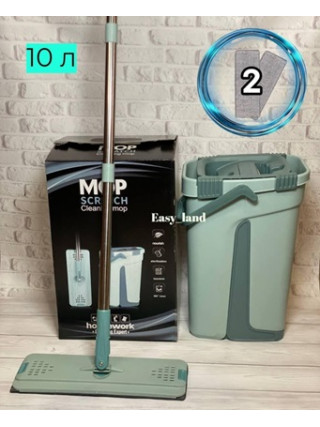 Набір для прибирання швабра з відром Scratch Cleaning Mop складна ручка автоматичний віджим 