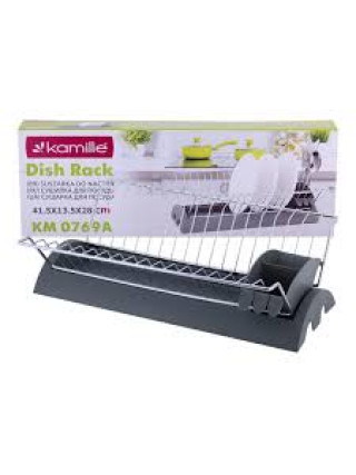 Сушка для посуду Kamille 41,5*25,5*11,5 см. з хромованої сталі (сірий)