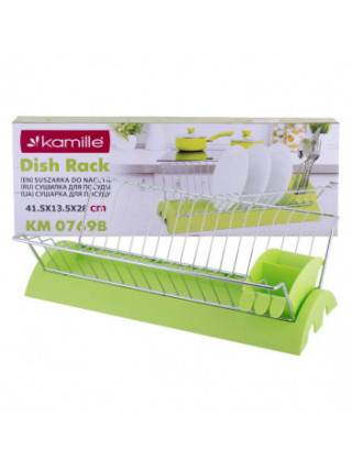 Сушка для посуду Kamille 41,5*25,5*11.5 см. з хромованої сталі (зелений)