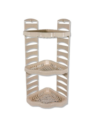 Поличка в ванну кімнату Plastic's Craft 3-х ярусна кутова 63*22,5*22,5 см, капучино
