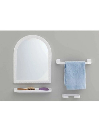 Набір для ванної кімнати Ozturk 35*45*3 см., дзеркало, поличка, 2 гачка (білий) 