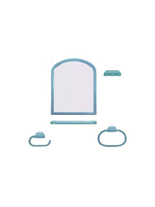 Набір для ванної кімнати Bogaji 41,2*54 см., дзеркало, поличка, мильниця, 2 гачка (блакитний) 