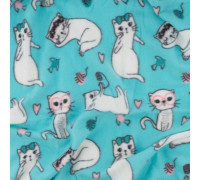Плед ARDESTO Fleece 130x160см, 100% поліестер, котики, блакитний