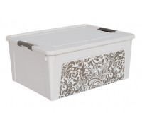 Контейнер універсальний "Smart Box" з декором 7,9 л. Home 32,3*24,5*14 см. (біла троянда/какао) 