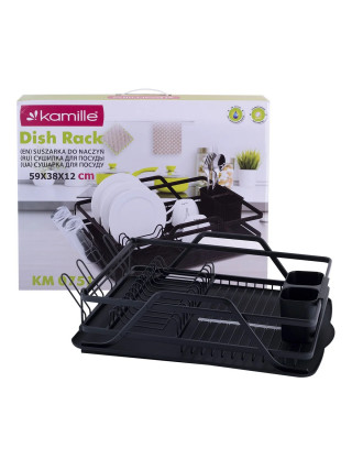 Сушка для посуду Kamille 59*38*13 см. з алюмінію (чорний)
