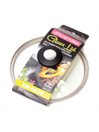 Кришка скляна Kamille d-16 см. з металевим обідком (універсальна)