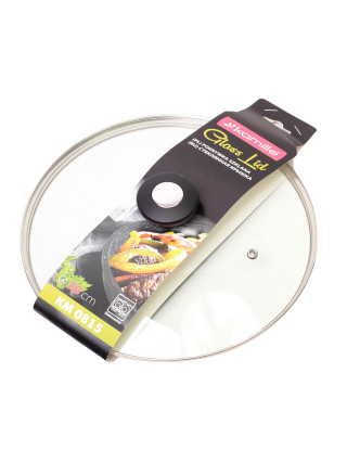 Кришка скляна Kamille d-26 см. з металевим обідком (універсальна)