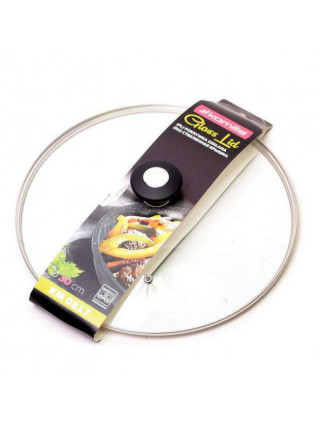 Кришка скляна Kamille d-30 см. з металевим обідком (універсальна)