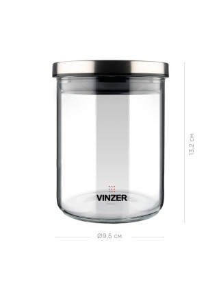 Ємність для зберігання продуктів скляна VINZER 0,6л. 9.5*9.5*13.2 см.