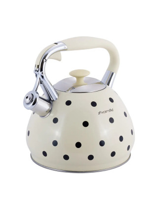 Чайник 3л з нержавіючої сталі зі свистком i ручкою з покриттям "soft-touch" (бiлий, бежевий, кавовий)